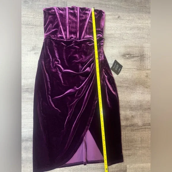 LULUS Glamorous Celebrations Dark Purple Velvet Strapless Tulip Dress - Picture 9 of 9